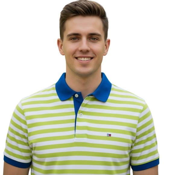 Tommy Hilfiger Men's Green Striped Polo Shirt Classic Fit Size M - Picture 5 of 8